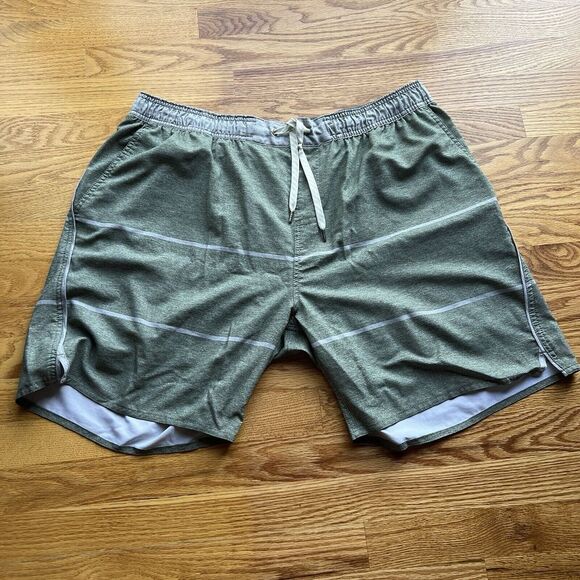 Vuori Other - Vuori Trail Shorts Lined Men's Large Striped V341 Performance Green Size XXL 2XL